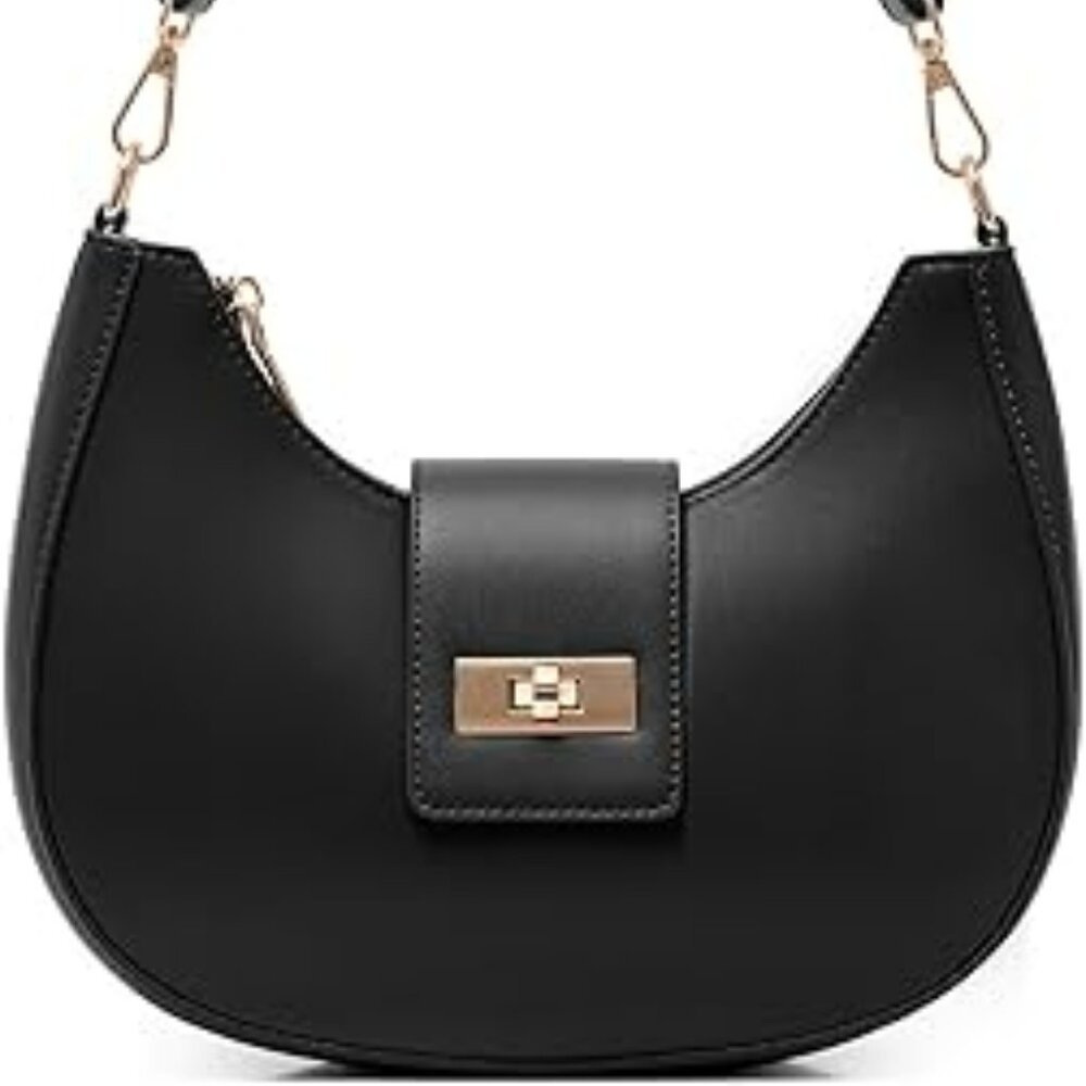 New‎ Shoulder Bag Retro Vegan Leather Crossbody Tote Hand Bag Crescent Shape